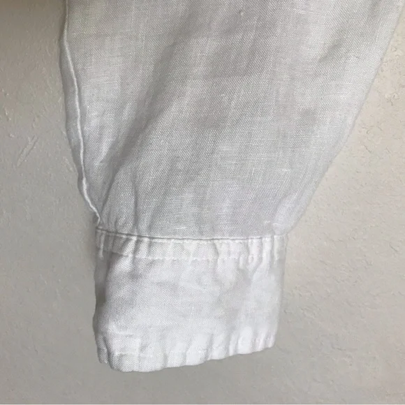 Lauren Ralph Lauren Striped Linen Tunic Top Size 2X White Band Collar Relax Fit - Picture 5 of 15